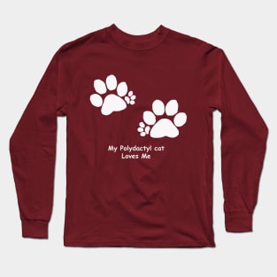 Polydactyl Paw Prints in White Long Sleeve T-Shirt